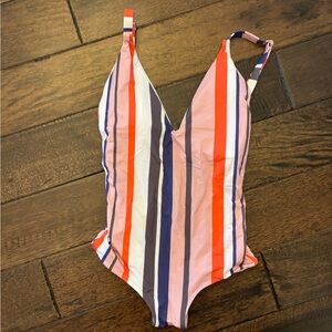 Striped one piece swimsuit